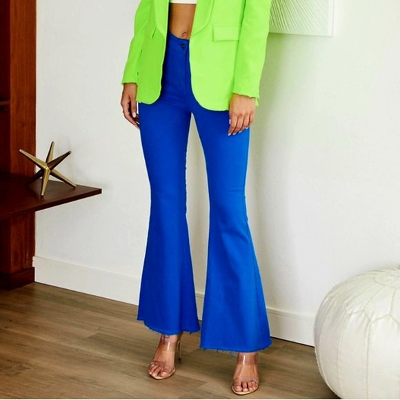 Venti6 Made in Italy Royal Blue Flare denim - Picture 1 of 8